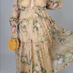Bohemian beige floral dress